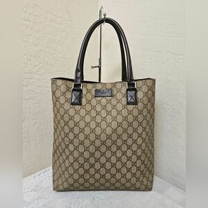 Gucci GG Coated Canvas Handbag Tote Bag AUTHENTIC